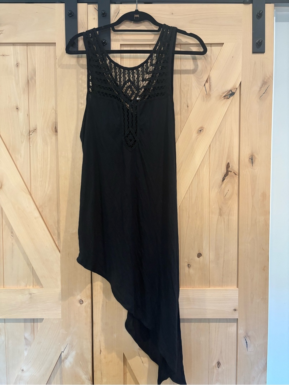 NWOT Free People Black Crochet Yoke Asymmetrical Dress - Picture 3 of 5
